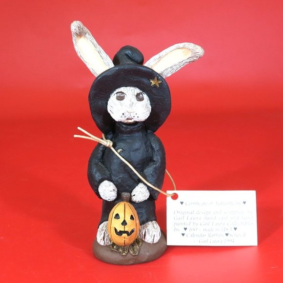 GAIL LAURA Roxanne Rabbit 1994 October Halloween Bear Calendar Figurine Signed - Picture 1 of 11